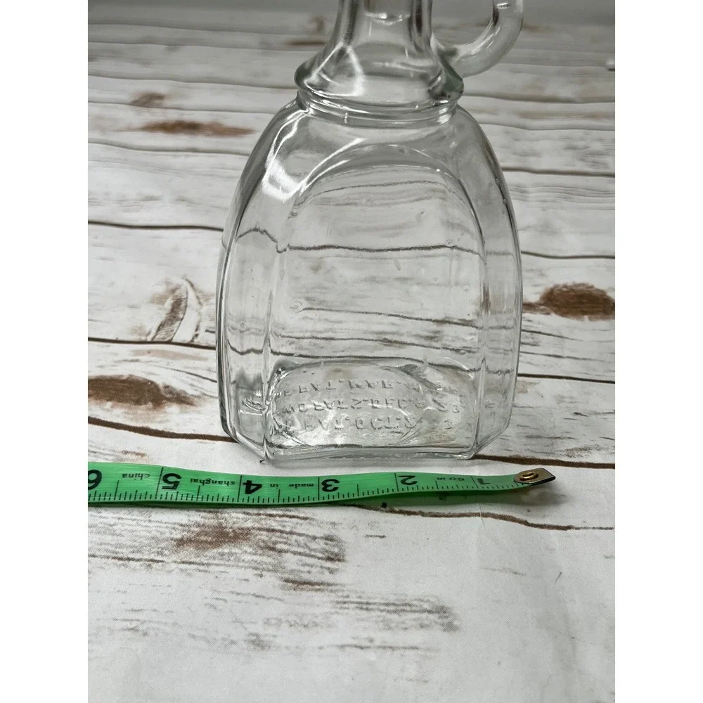 Vintage Handled Glass Cruet Bottle Clear 1923 1924 Patent Dates 7.5in